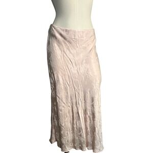 KEEN THE LABEL Pink Floral‎ Burnout Satin Midi Slip Skirt Size M Romantic fairy
